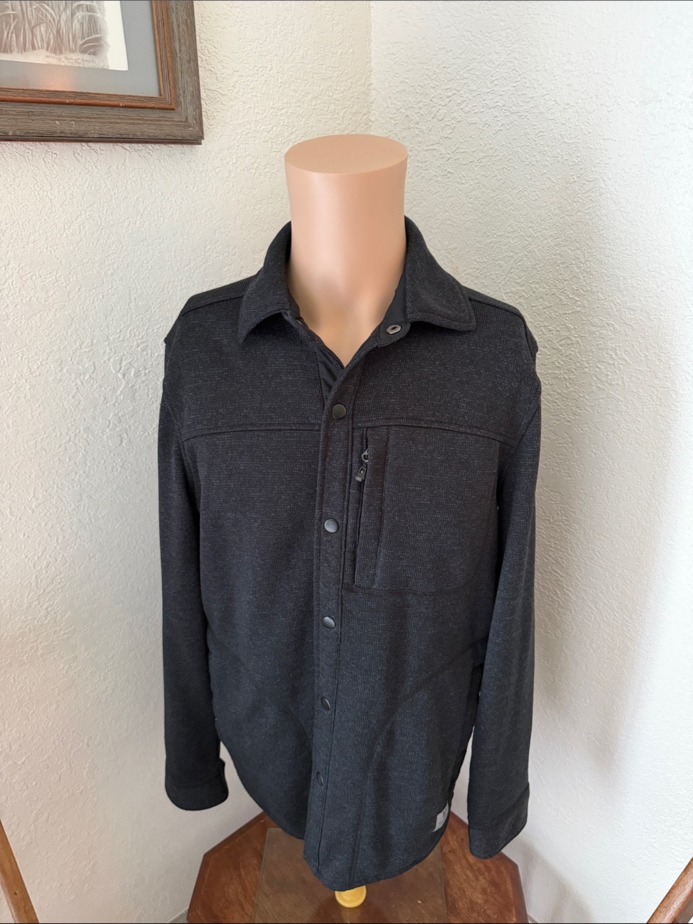 Men's Navy Charcoal Button-Front Jacket - Navy& Black
